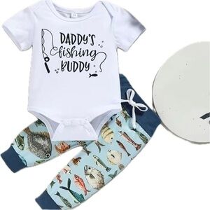 New 3 piece Father’s Day baby fishing outfit 3-6 months